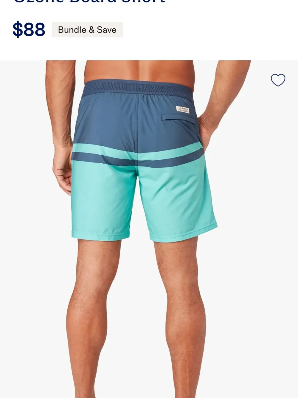 Fair Harbor Men's Teal and Navy Ozone Board Short